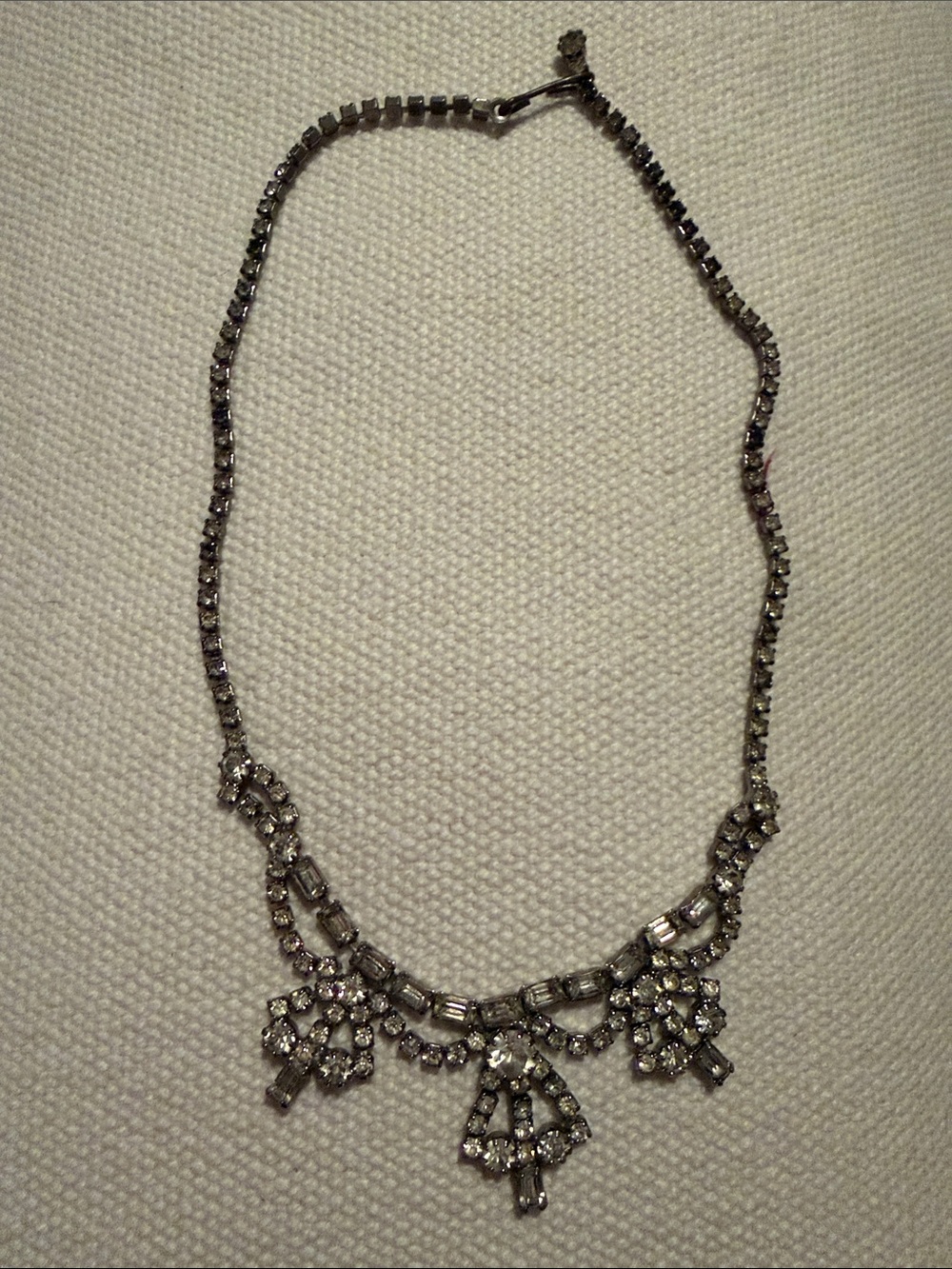Crystal Statement Necklace - Silver Tone